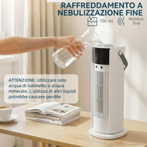 Ventilatore da Tavolo a Colonna con Nebulizzatore, Illuminazione RGB e 3 Velocità