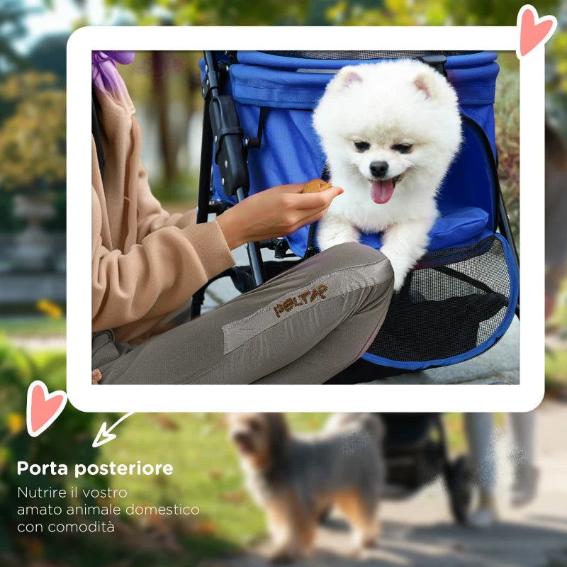 Passeggino Pieghevole per Cani con Guinzaglio di Sicurezza e Cestino Portaoggetti
