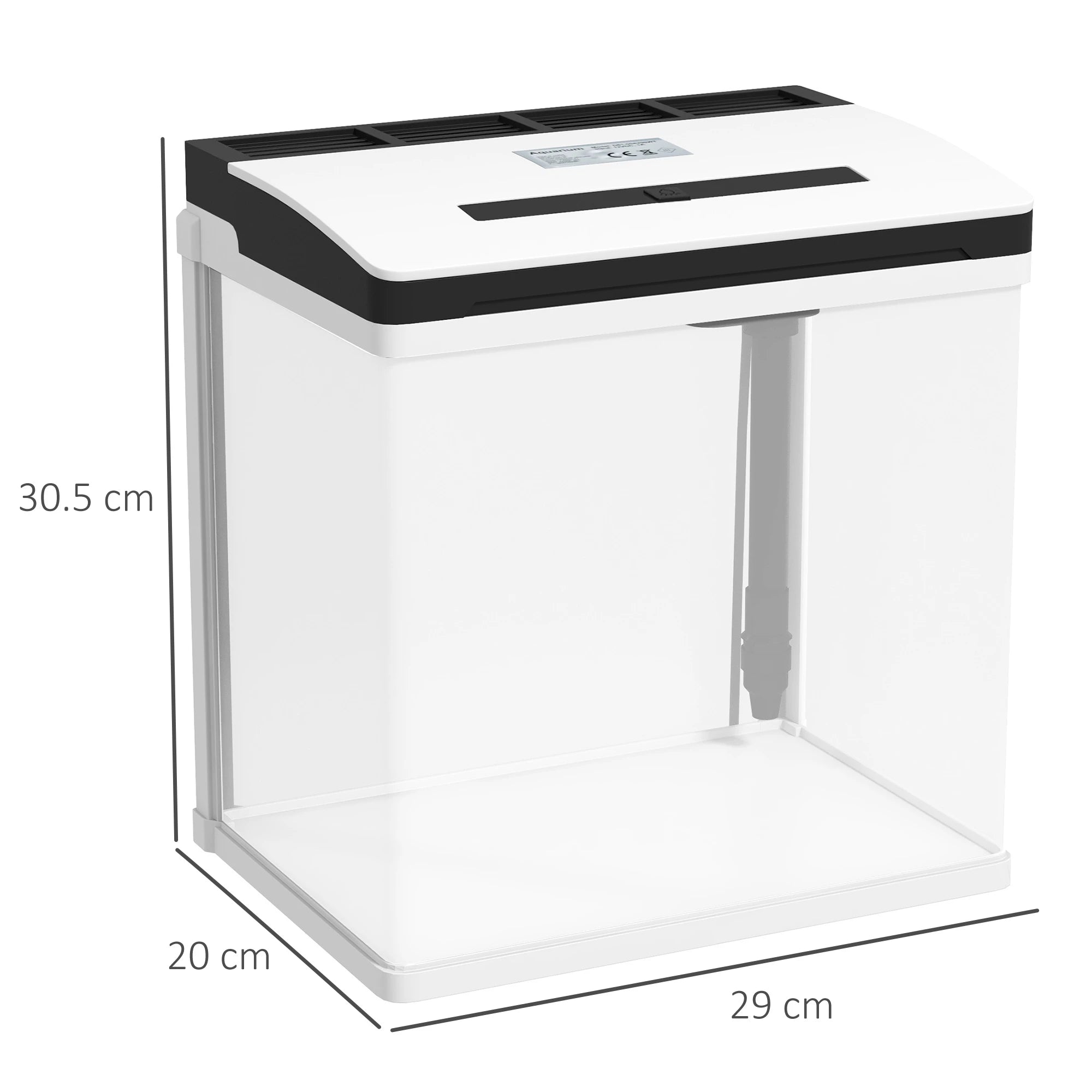 Acquario 13L con Illuminazione LED, Fori di Ventilazione in Vetro HD e ABS