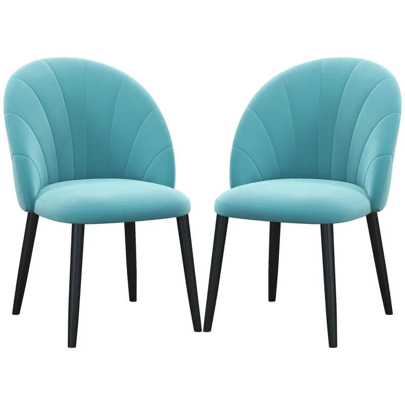 Set di 2 Sedie Imbottite Stile Nordico in Tessuto Effetto Lino