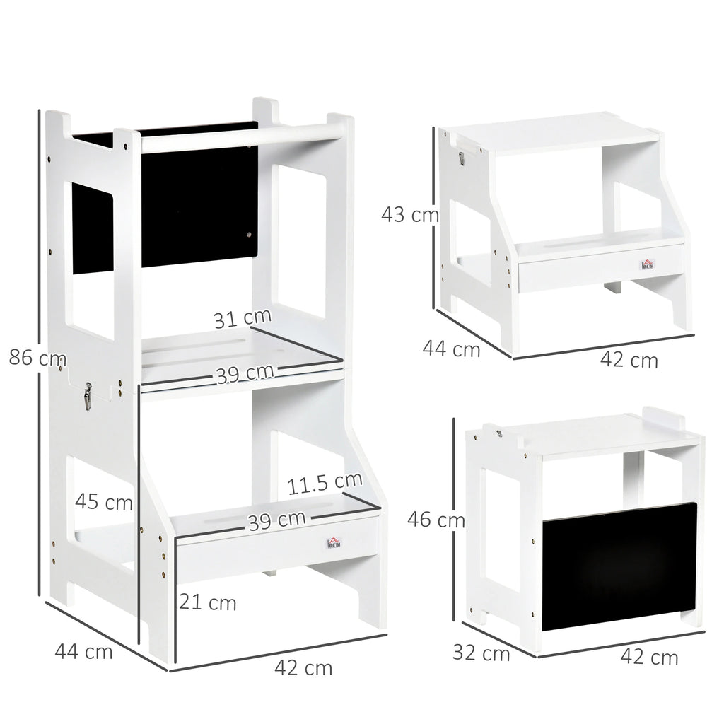 Scala Montessori 2 in 1 con Sgabello e Lavagna