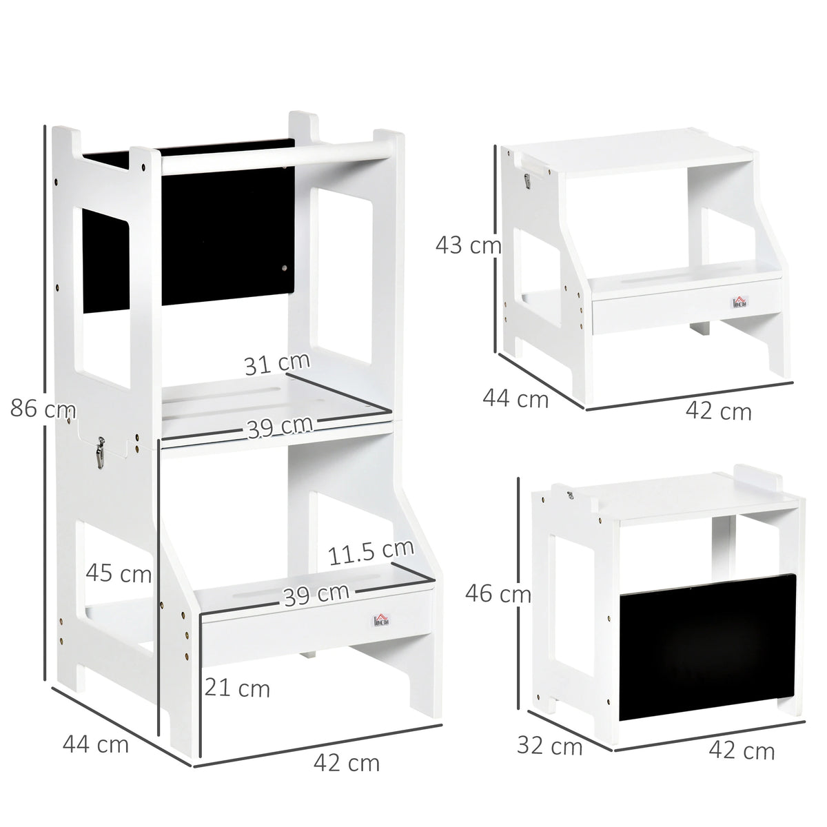 Scala Montessori 2 in 1 con Sgabello e Lavagna