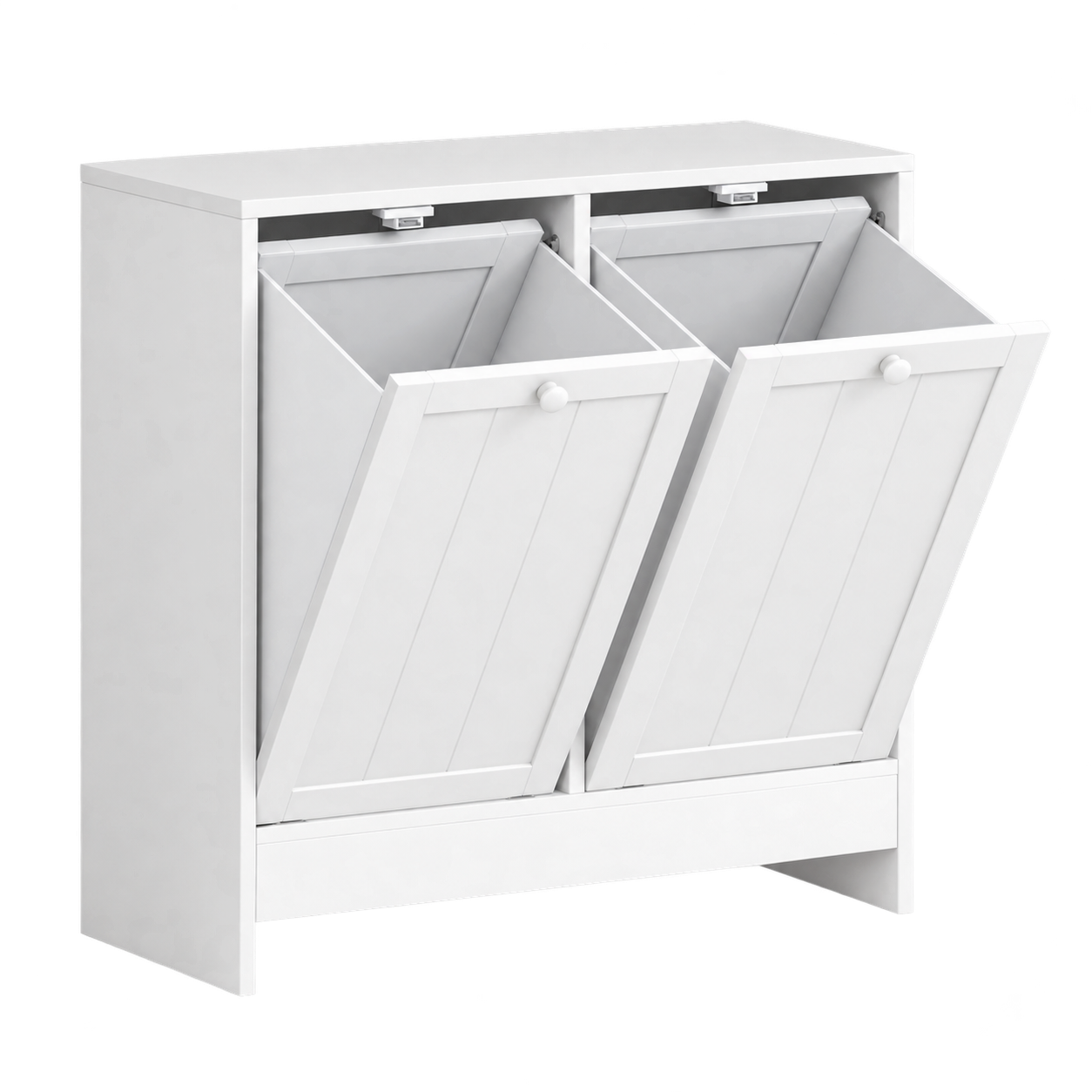 Mobile Portabiancheria con 2 Scomparti a Ribalta in Legno, 66x33x68cm, Bianco