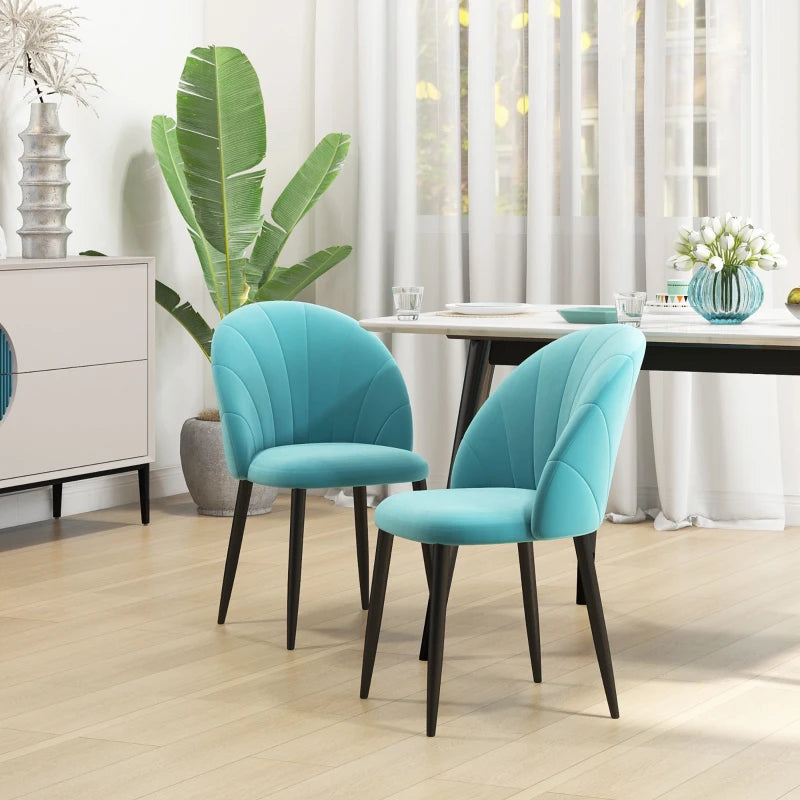 Set di 2 Sedie Imbottite Stile Nordico in Tessuto Effetto Lino