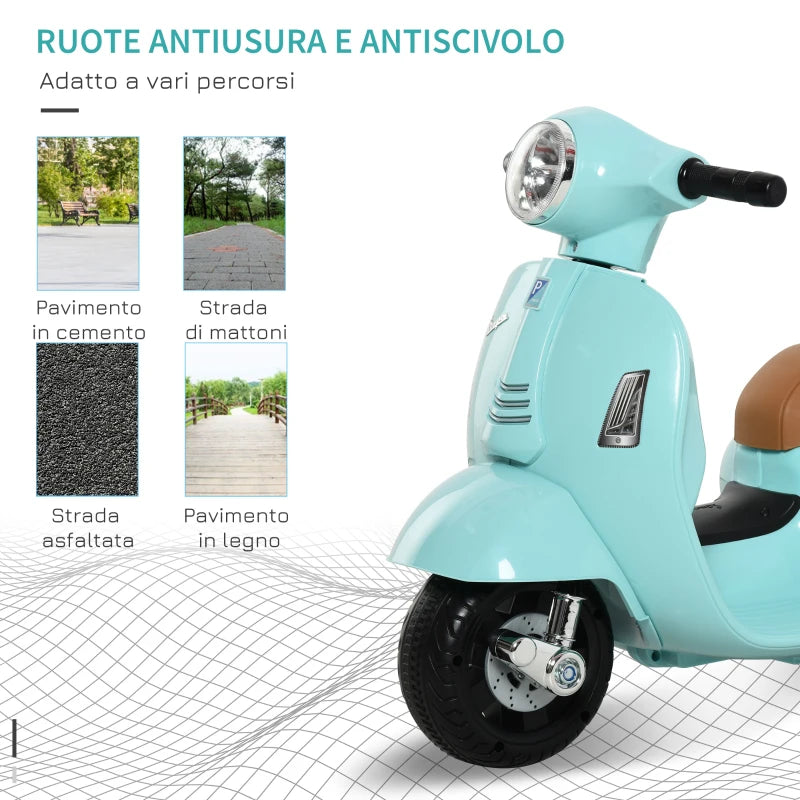 Moto Elettrica Vespa con Licenza Ufficiale per Bambini 18-36 Mesi Verde