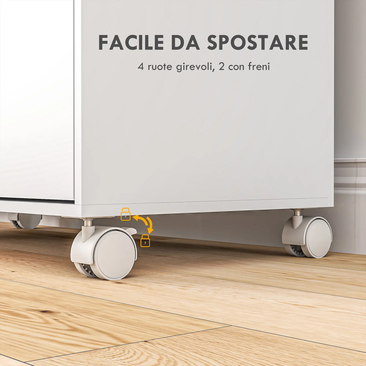 Mobile Asse da Stiro con Piano d'Appoggio, 3 Ripiani a Cubo e Guida, 127x42.5x99cm, Bianco