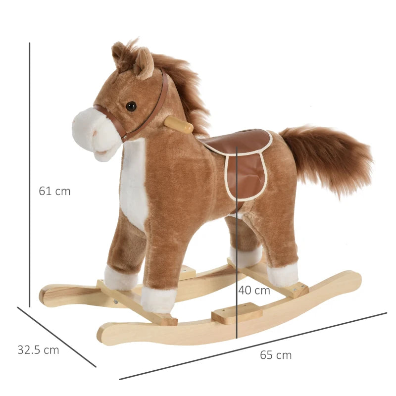 Cavallo a Dondolo per Bambini con Seduta Imbottita e Suoni