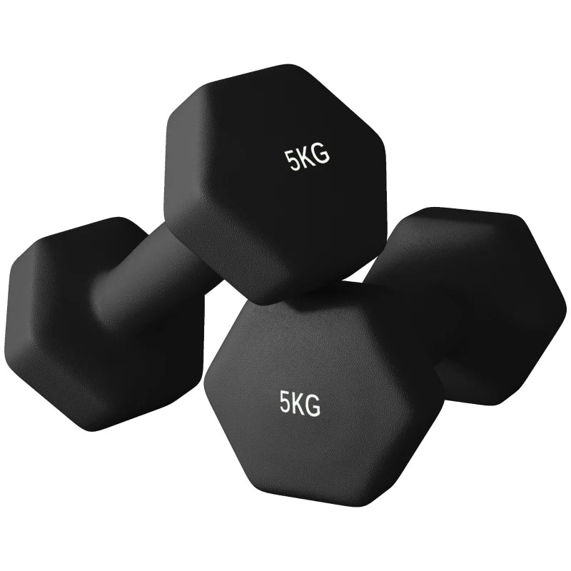 Set 2 Manubri Esagonali da 5 kg con Impugnatura Antiscivolo