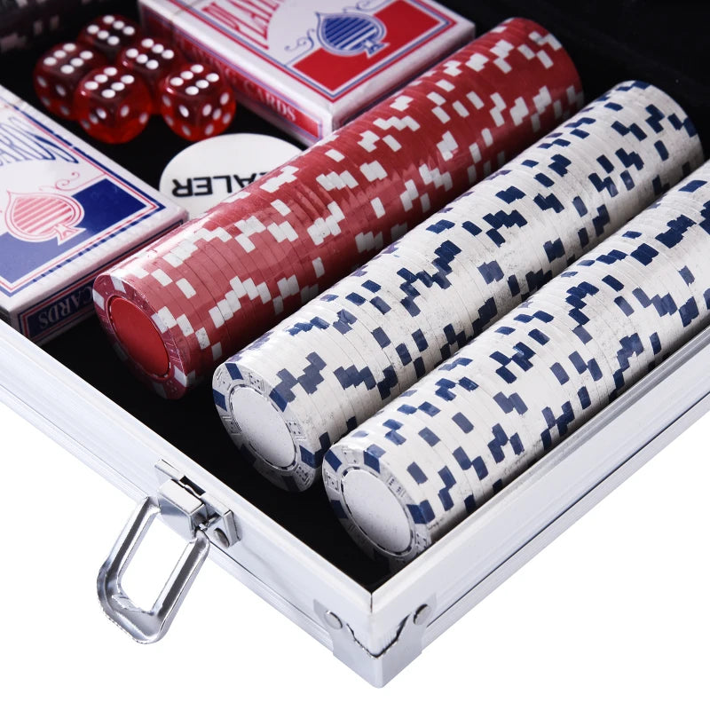Set Poker Professionale con Valigetta in Alluminio, 300 Fiches e 2 Mazzi di Carte
