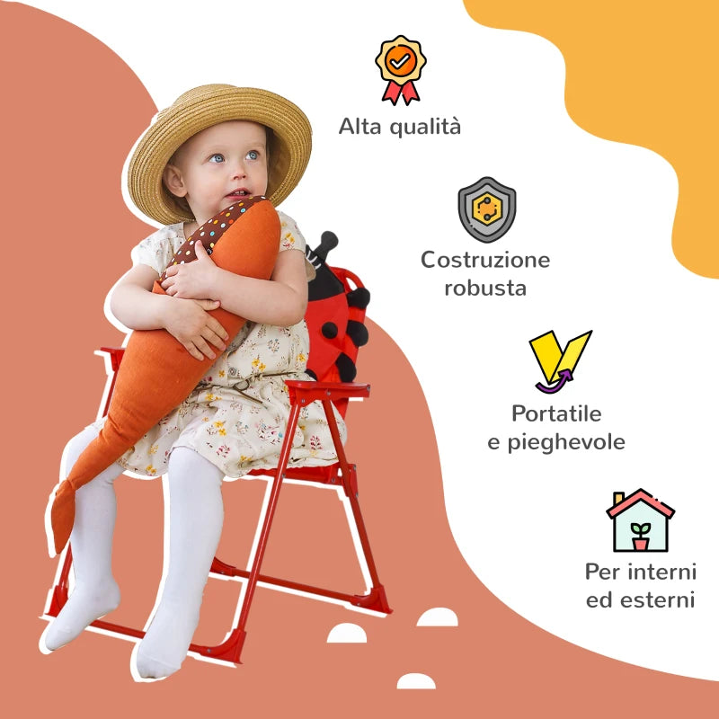 Set Tavolo da Giardino per Bambini con 2 Sedie Pieghevoli e Ombrellone