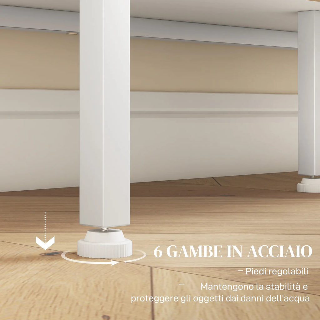 Buffet Moderno con 4 Ripiani Aperti e Armadietto in Legno e Acciaio 120 x 37 x 81,5 cm