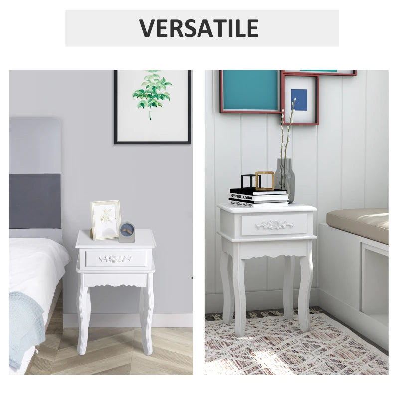 Comodino Moderno Bianco con Cassetto e Ripiano