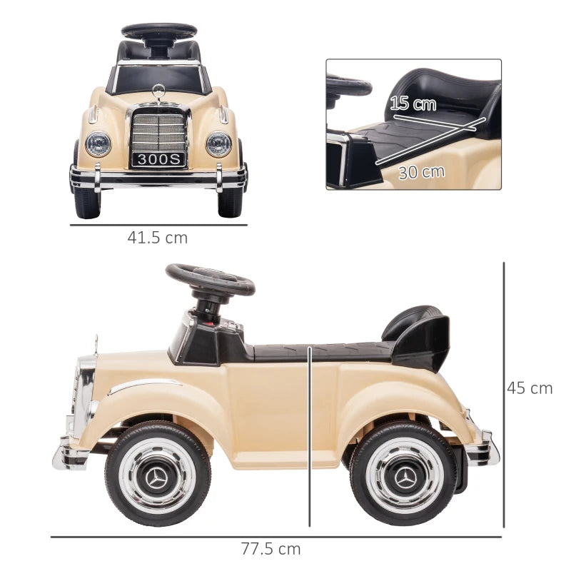 Macchina Elettrica per Bambini Mercedes-Benz 6V con Telecomando e Musica – 18 Mesi-4 anni – Beige