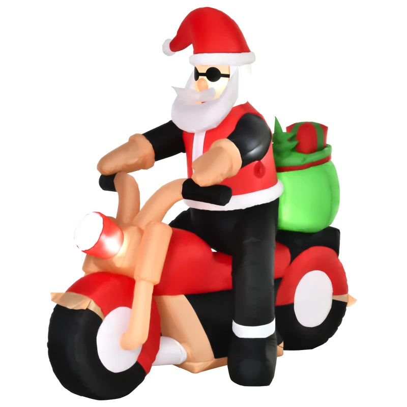Babbo Natale Gonfiabile su Motocicletta con Luci LED