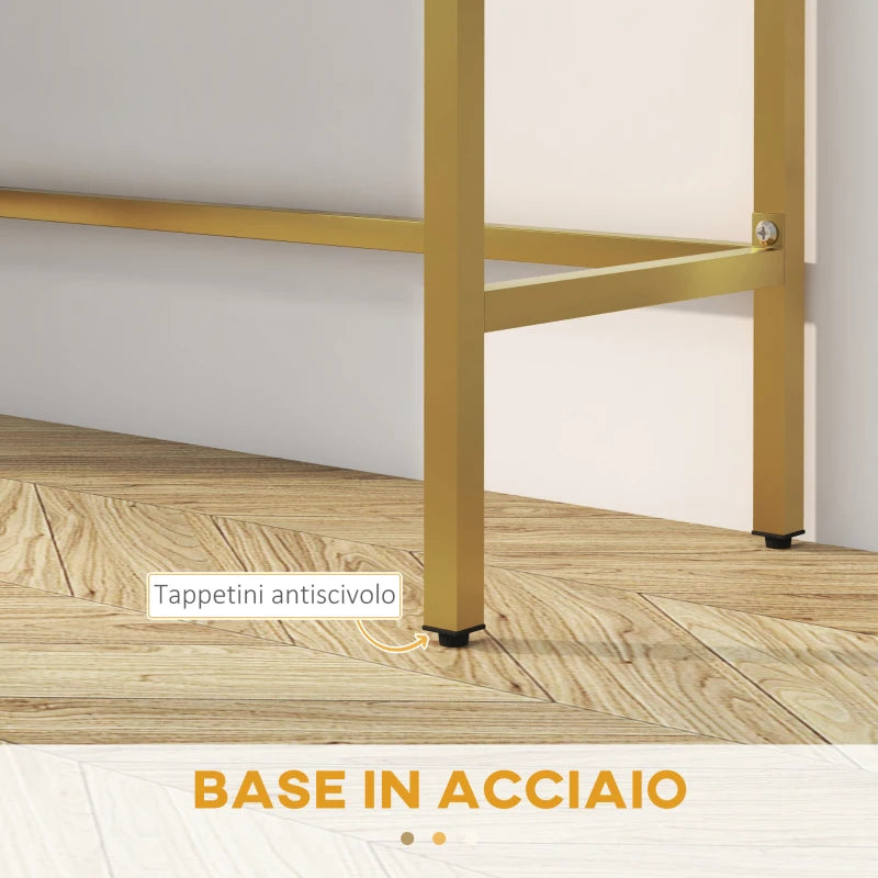 Consolle Bianca con 2 Cassetti e Gambe Dorate