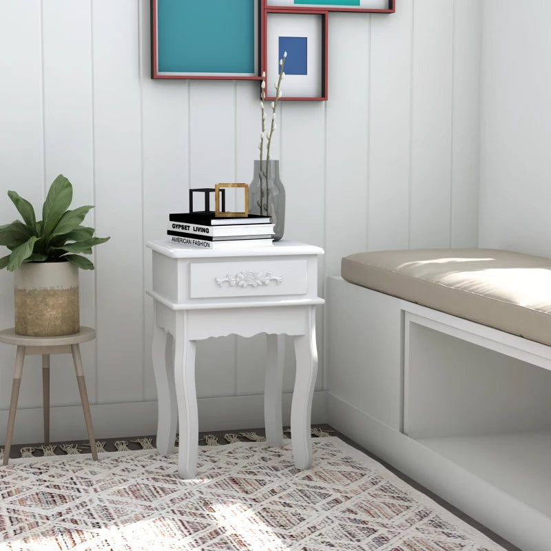 Comodino Moderno Bianco con Cassetto e Ripiano