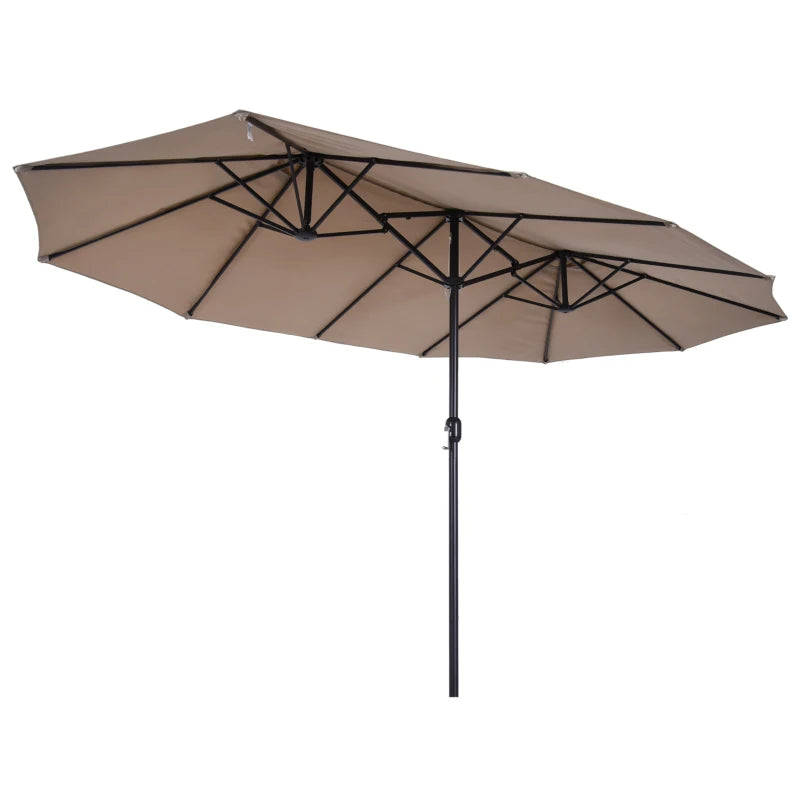 Ombrellone Doppio da Giardino 460×270 cm con Apertura a Manovella, Base a Croce e Protezione Solare