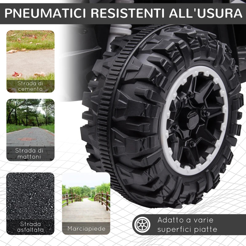 Quad Elettrico 12V per Bambini 3-5 Anni con Sospensioni e Fari LED Bianco