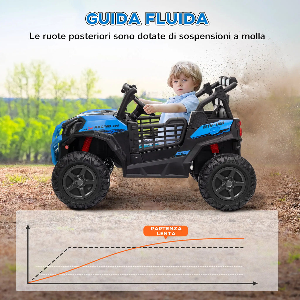 Auto Elettrica 24V Due Posti per Bambini con Telecomando, Doppio Motore, Sospensioni e Luci LED