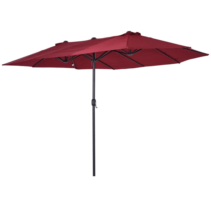 Ombrellone Doppio da Giardino 460×270 cm con Apertura a Manovella, Base a Croce e Protezione Solare