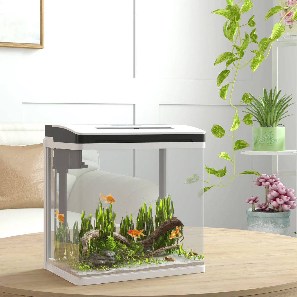 Acquario 13L con Illuminazione LED, Fori di Ventilazione in Vetro HD e ABS