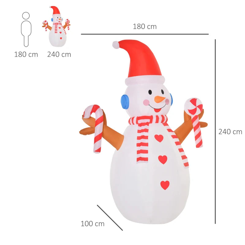 Pupazzo di Neve Gonfiabile 240 cm con Luci LED