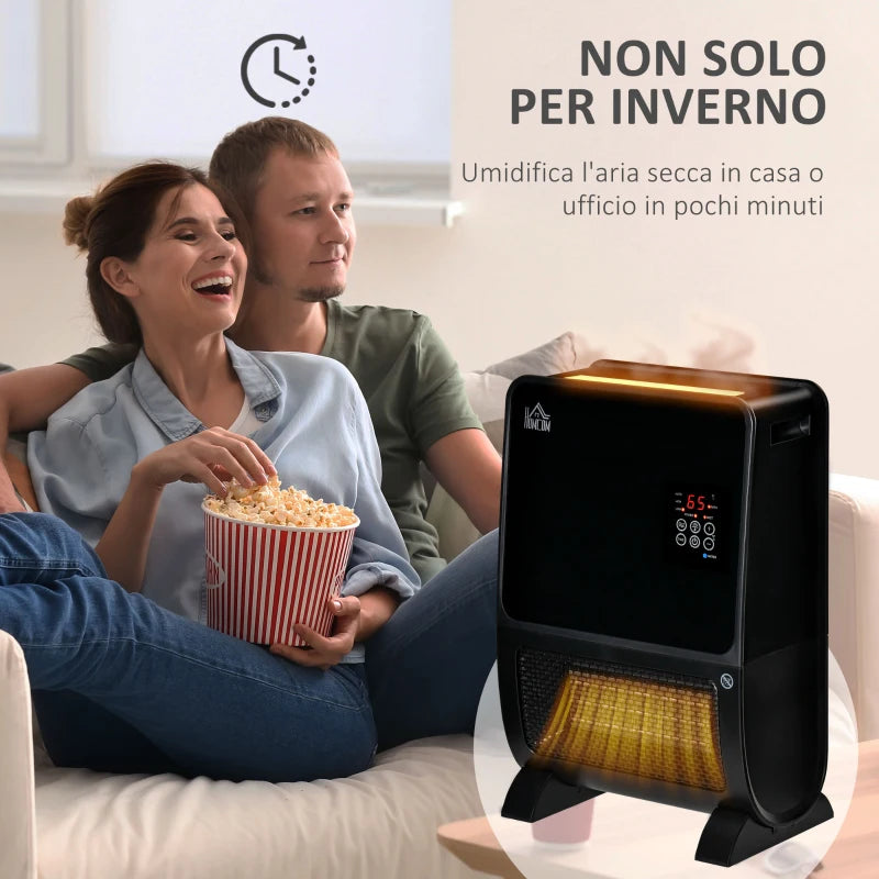 Stufa Elettrica 2 in 1 con Umidificatore e Luce LED