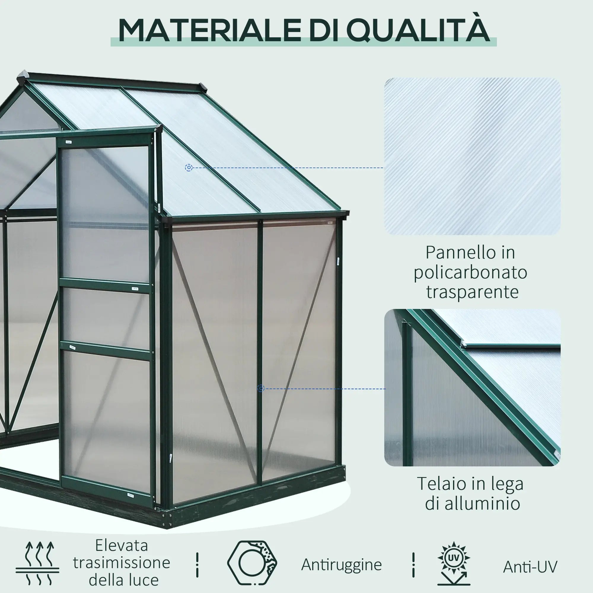 Serra da Giardino in Policarbonato Anti-UV con Struttura in Alluminio