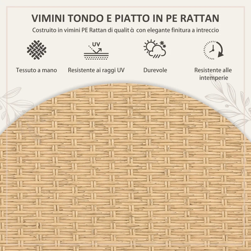 Set da Giardino in Rattan PE 7 Pezzi con Tavolo da Pranzo e 6 Sedie