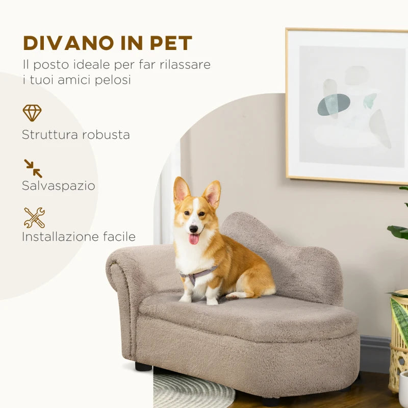Divano Rialzato per Cani con Portaoggetti 80x40x46 cm