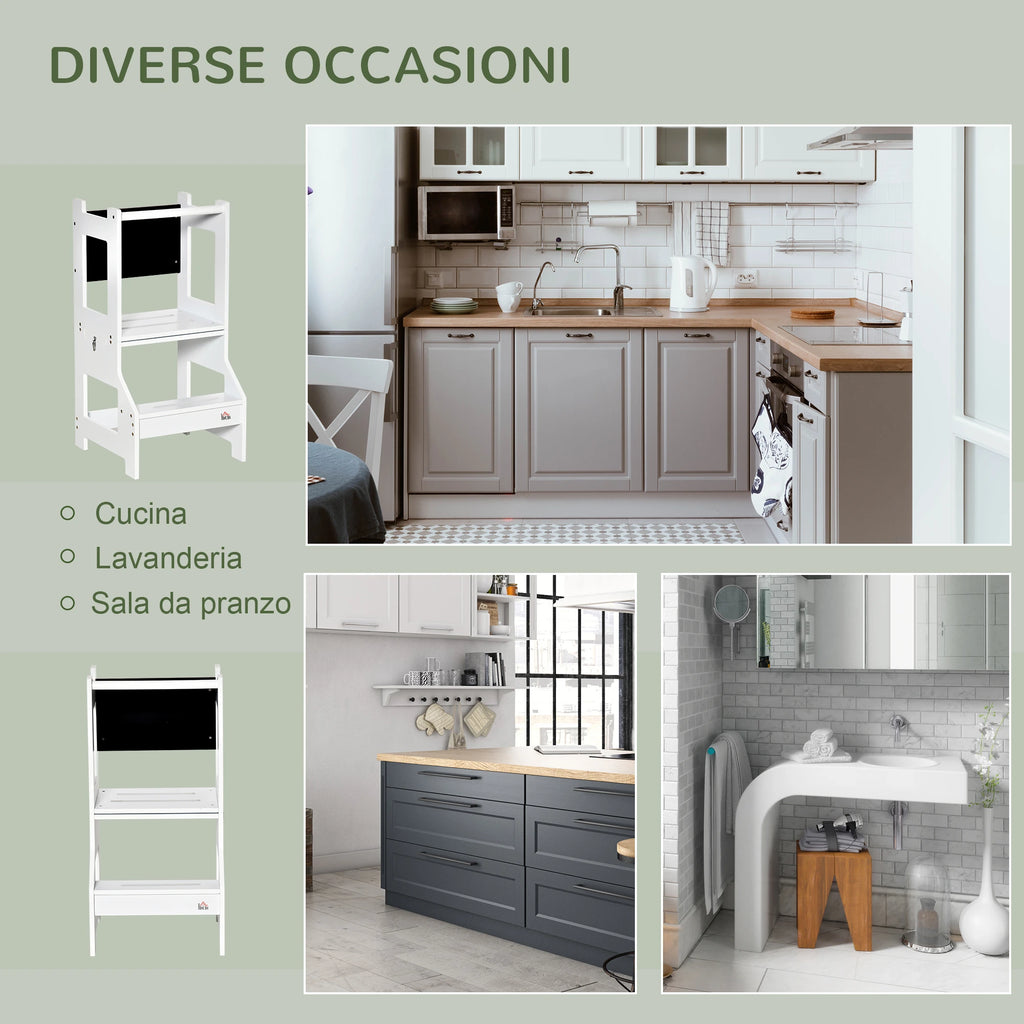 Scala Montessori 2 in 1 con Sgabello e Lavagna
