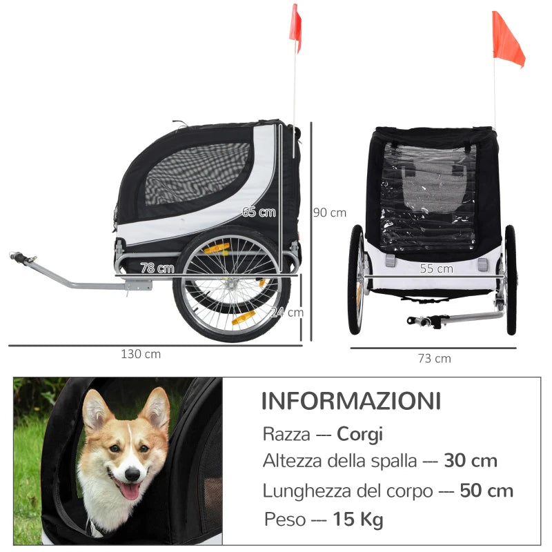 Carrellino Rimorchio per Animali da Bicicletta