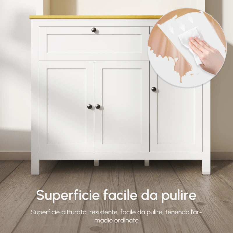 Dispensa da Cucina con 2 Cassetti, Ripiani Aperti e Scaffali Regolabili 100 x 40 x 180 cm