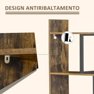 Libreria a Scala con 5 Ripiani dal Design Moderno per Soggiorno, Studio e Ufficio