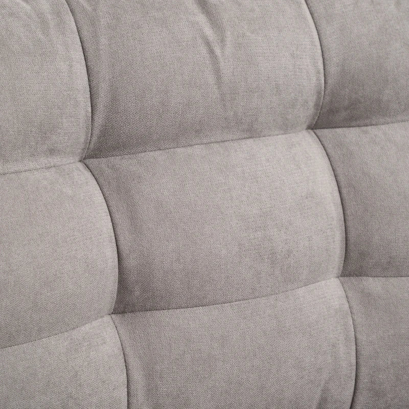 Divano Letto Angolare 3 Posti con Chaise Longue Contenitore in Tessuto Effetto Lino Grigio