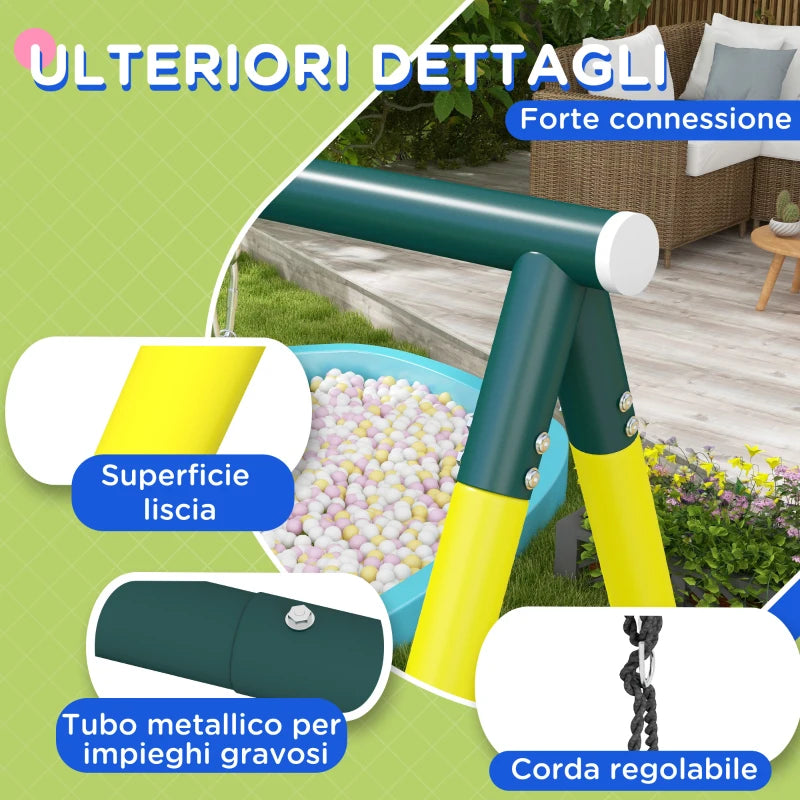 Set Altalene da Giardino con Altalena Rotonda, Classica e Canestro per Bambini
