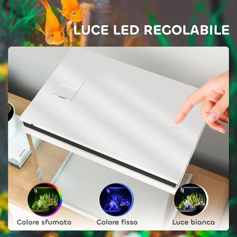 Acquario in Vetro 26 L con LED, Filtro e Pompa per Pesci Rossi