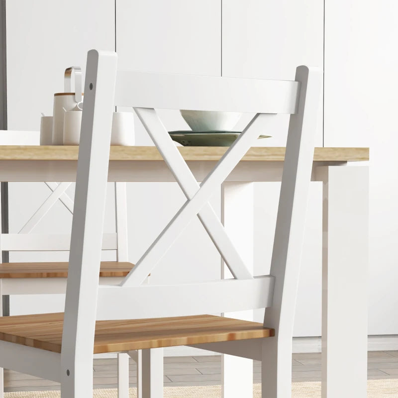 Set di 4 Sedie da Pranzo in Legno con Schienale a Croce