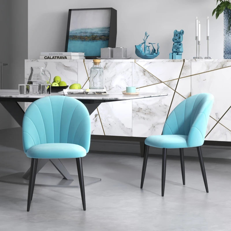 Set di 2 Sedie Imbottite Stile Nordico in Tessuto Effetto Lino