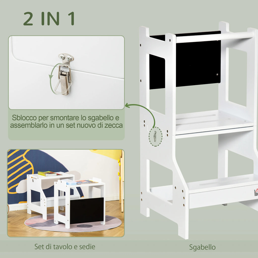Scala Montessori 2 in 1 con Sgabello e Lavagna