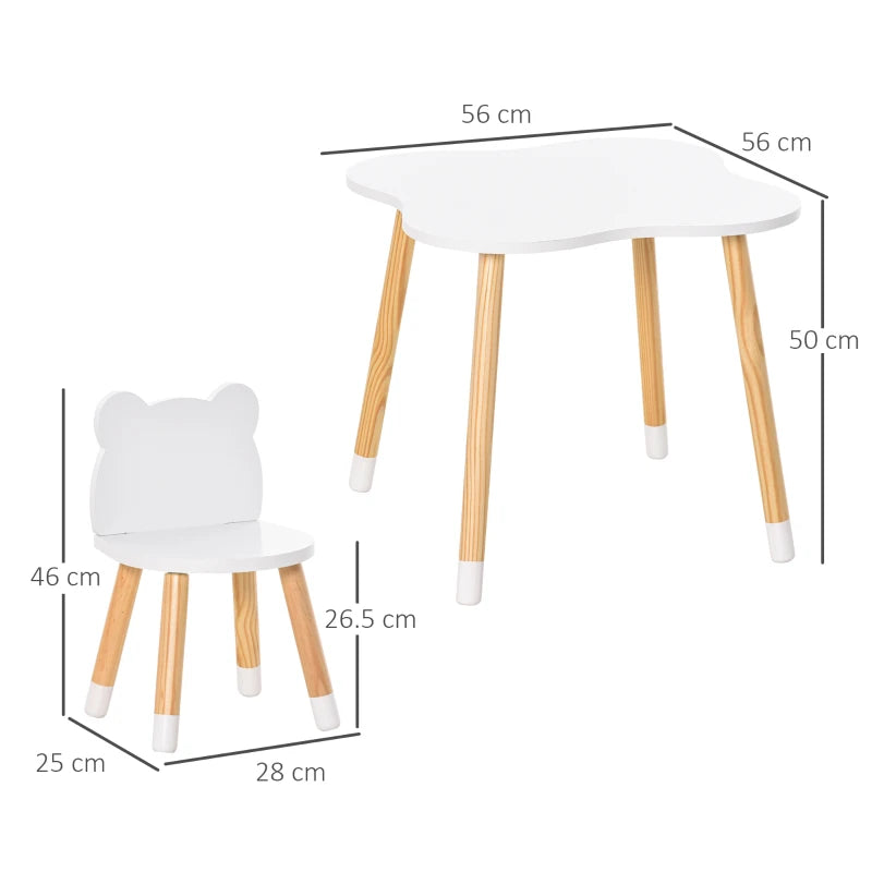Set Tavolino e 2 Sedie per Bambini a Forma di Orsetto
