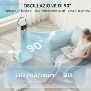 Ventilatore da Tavolo a Colonna con Nebulizzatore, Illuminazione RGB e 3 Velocità