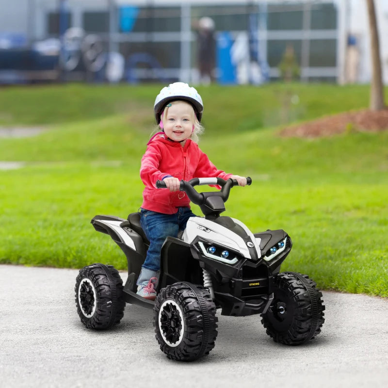 Quad Elettrico 12V per Bambini 3-5 Anni con Sospensioni e Fari LED Bianco
