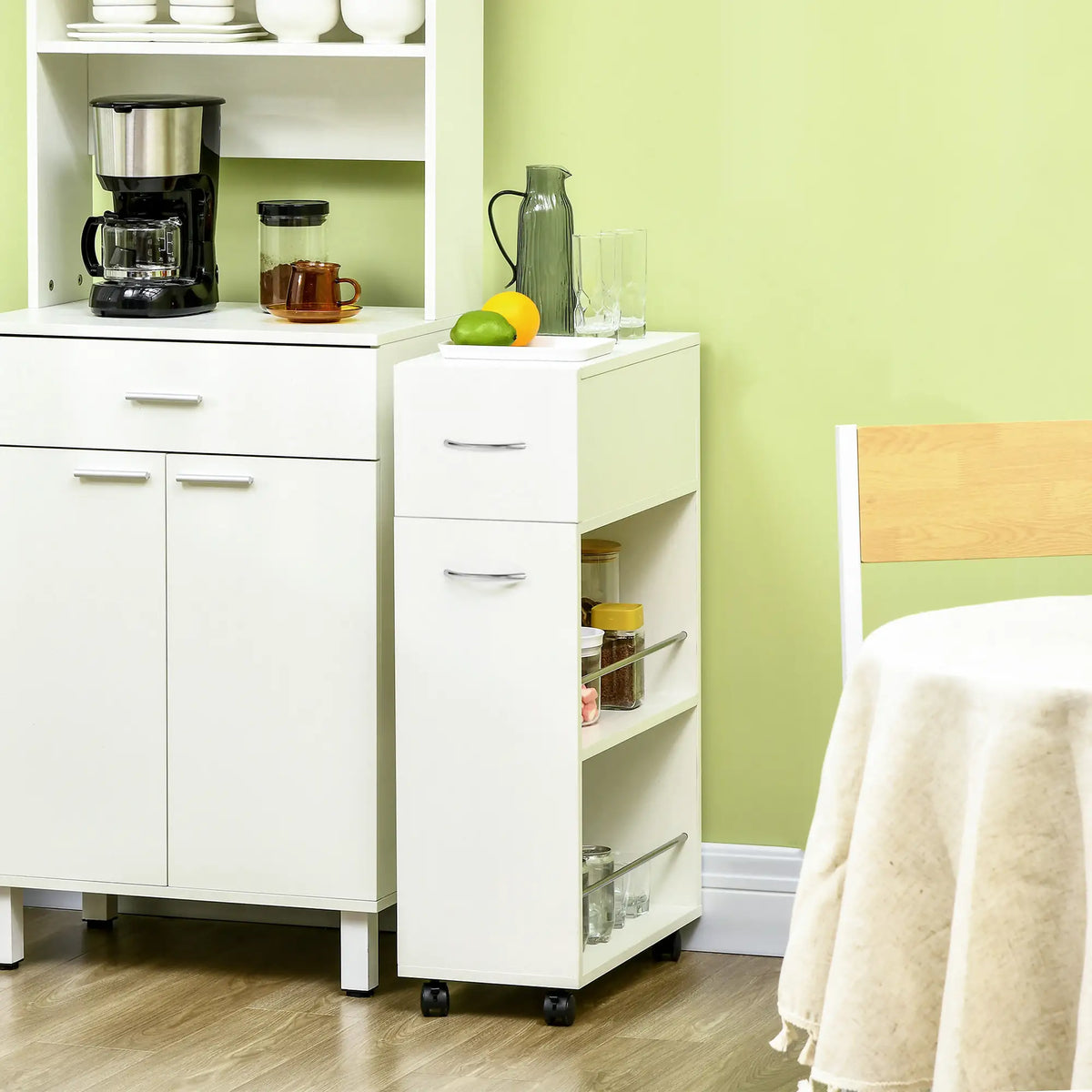 Carrello da Cucina con Cassetto e 2 Ripiani