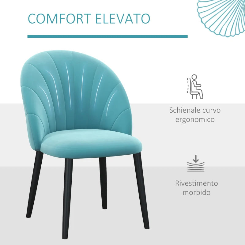 Set di 2 Sedie Imbottite Stile Nordico in Tessuto Effetto Lino