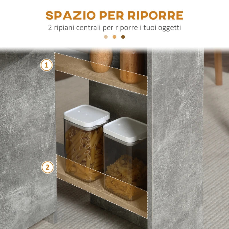 Tavolo Pieghevole in Legno con Ruote per 4-6 Persone Grigio