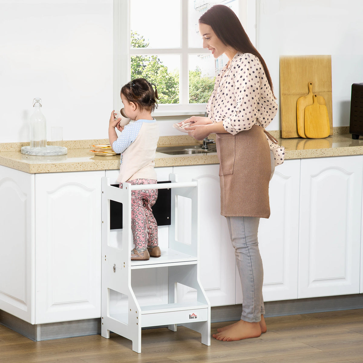 Scala Montessori 2 in 1 con Sgabello e Lavagna