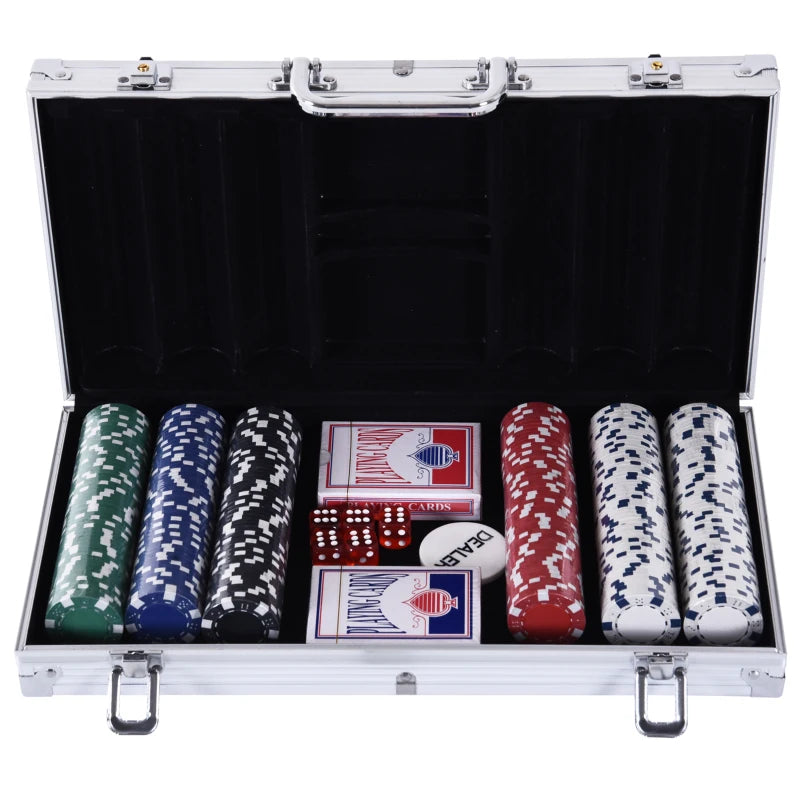 Set Poker Professionale con Valigetta in Alluminio, 300 Fiches e 2 Mazzi di Carte