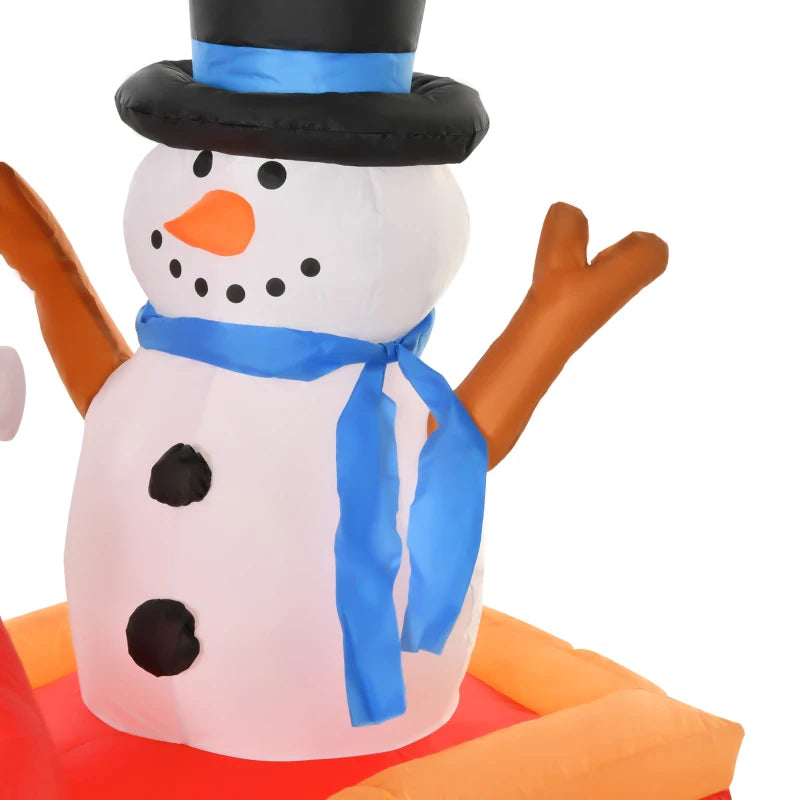 Babbo Natale Gonfiabile con Slitta, Renna e Pupazzo di Neve