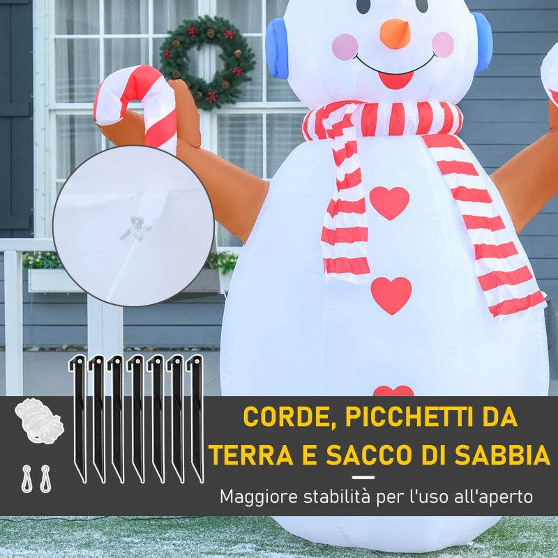 Pupazzo di Neve Gonfiabile 240 cm con Luci LED